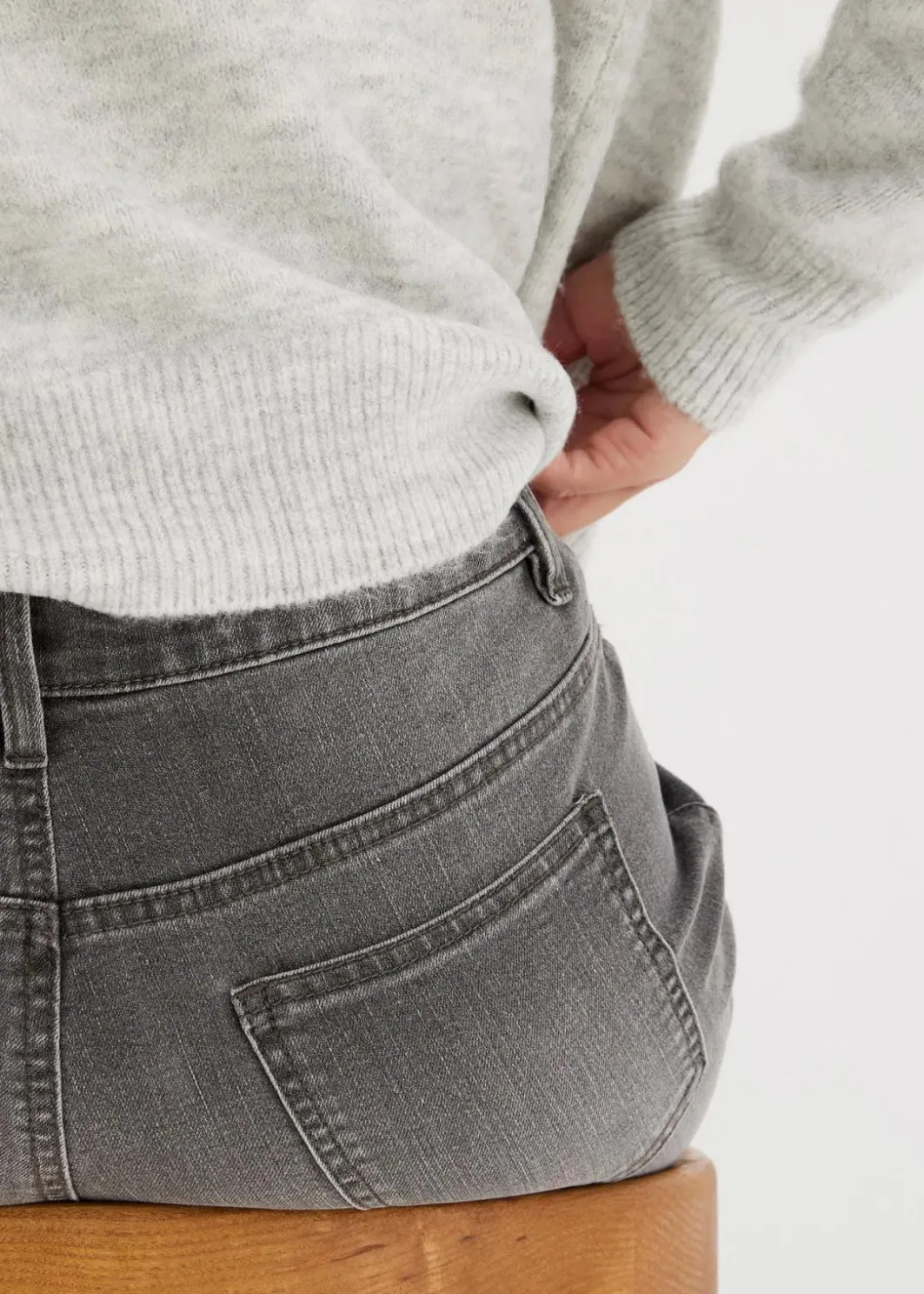 Damen bonprix Jeans|Kurzgrößen|Wide-Leg-Jeans, Mid Waist, Stretch