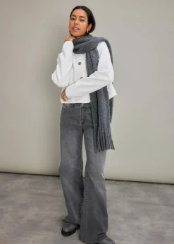 Damen bonprix Jeans|Kurzgrößen|Wide-Leg-Jeans, Mid Waist, Stretch