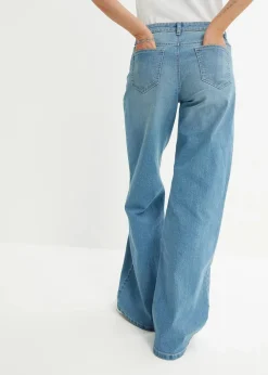 Damen bonprix Jeans|Kurzgrößen|Wide-Leg-Jeans, Mid Waist, Stretch