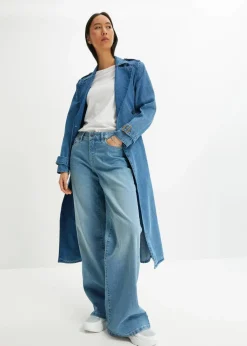 Damen bonprix Jeans|Kurzgrößen|Wide-Leg-Jeans, Mid Waist, Stretch