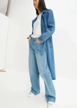 Damen bonprix Jeans|Kurzgrößen|Wide-Leg-Jeans, Mid Waist, Stretch