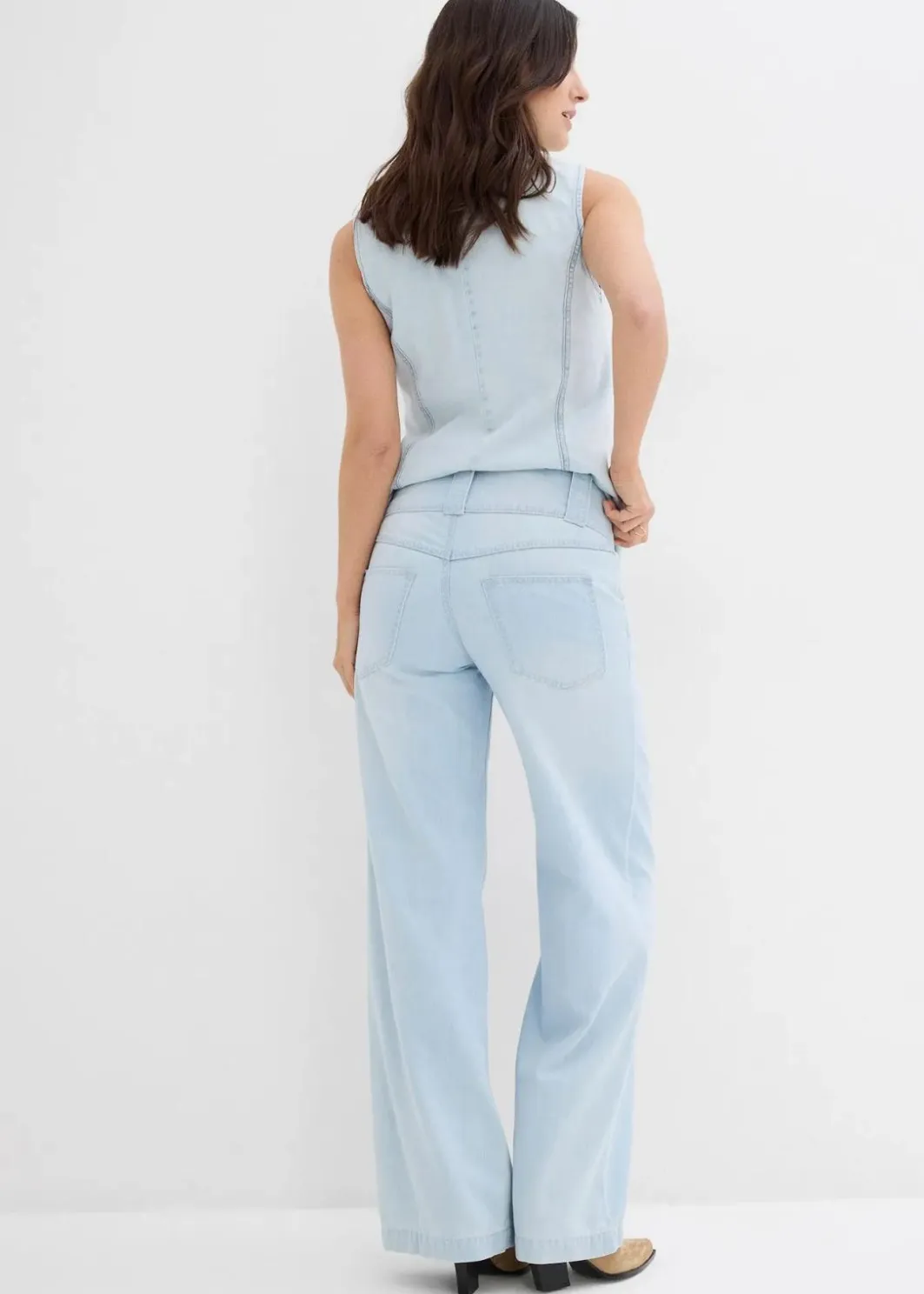 Damen bonprix Bekleidung·Shirts & Tops|Jeans|Wide-Leg-Jeans Mid Waist, Super Soft