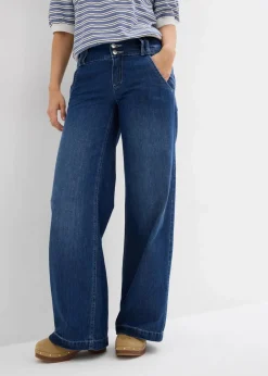 Damen bonprix Jeans|Bekleidung·Shirts & Tops|Wide-Leg-Jeans Mid Waist, Super Soft