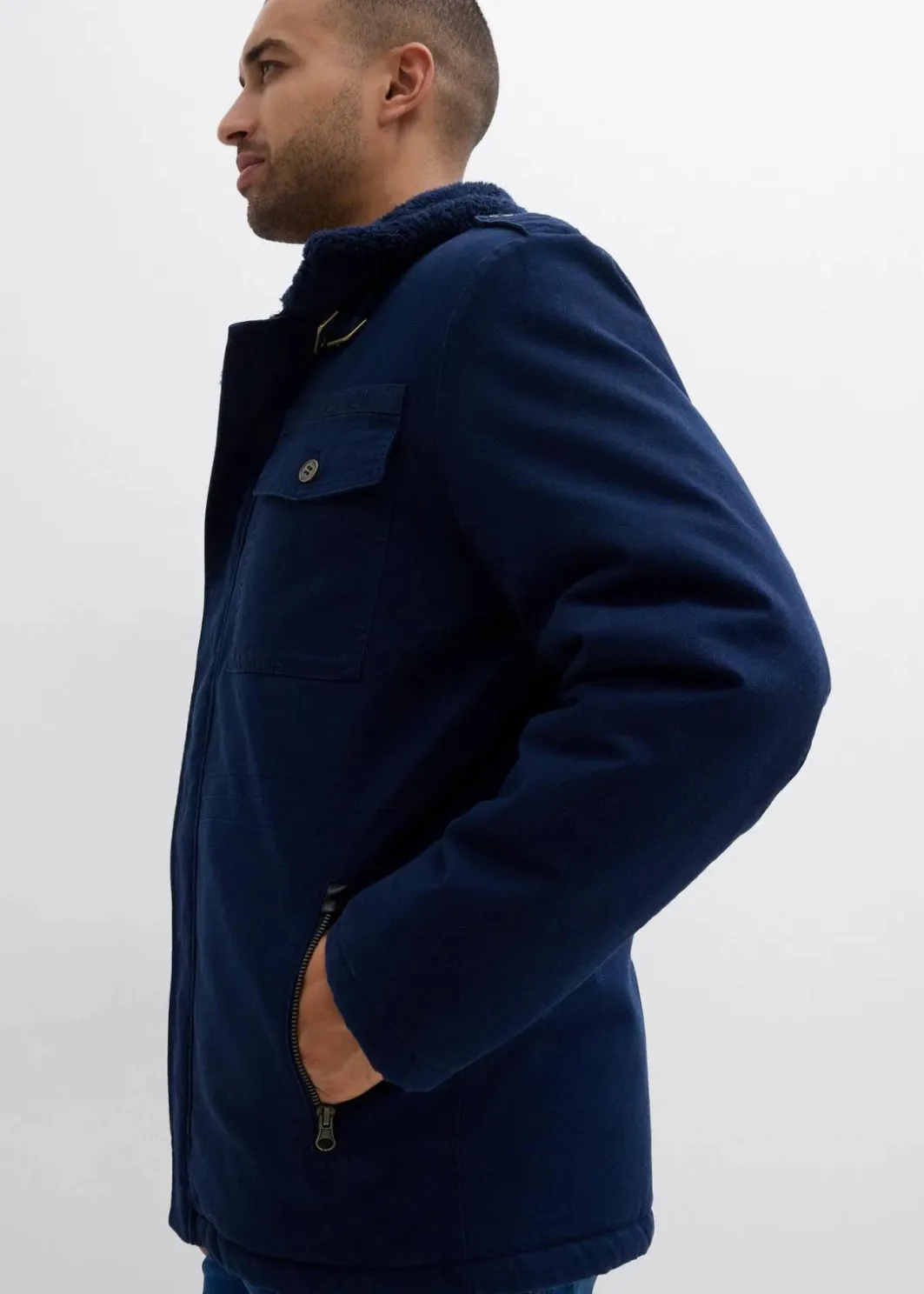 Herren bonprix Große Größen|Jacken & Mäntel|Winterjacke aus reiner Baumwolle mit Teddyfutter