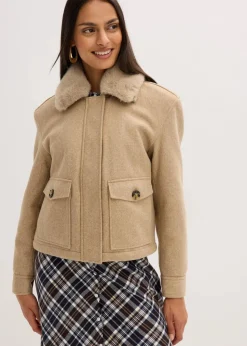 Damen bonprix Bekleidung·Hosen|Jacken & Mäntel|Winterjacke in Wolloptik