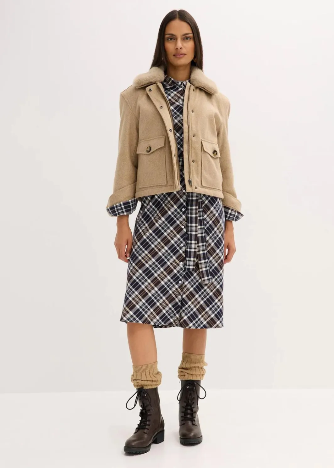 Damen bonprix Bekleidung·Hosen|Jacken & Mäntel|Winterjacke in Wolloptik