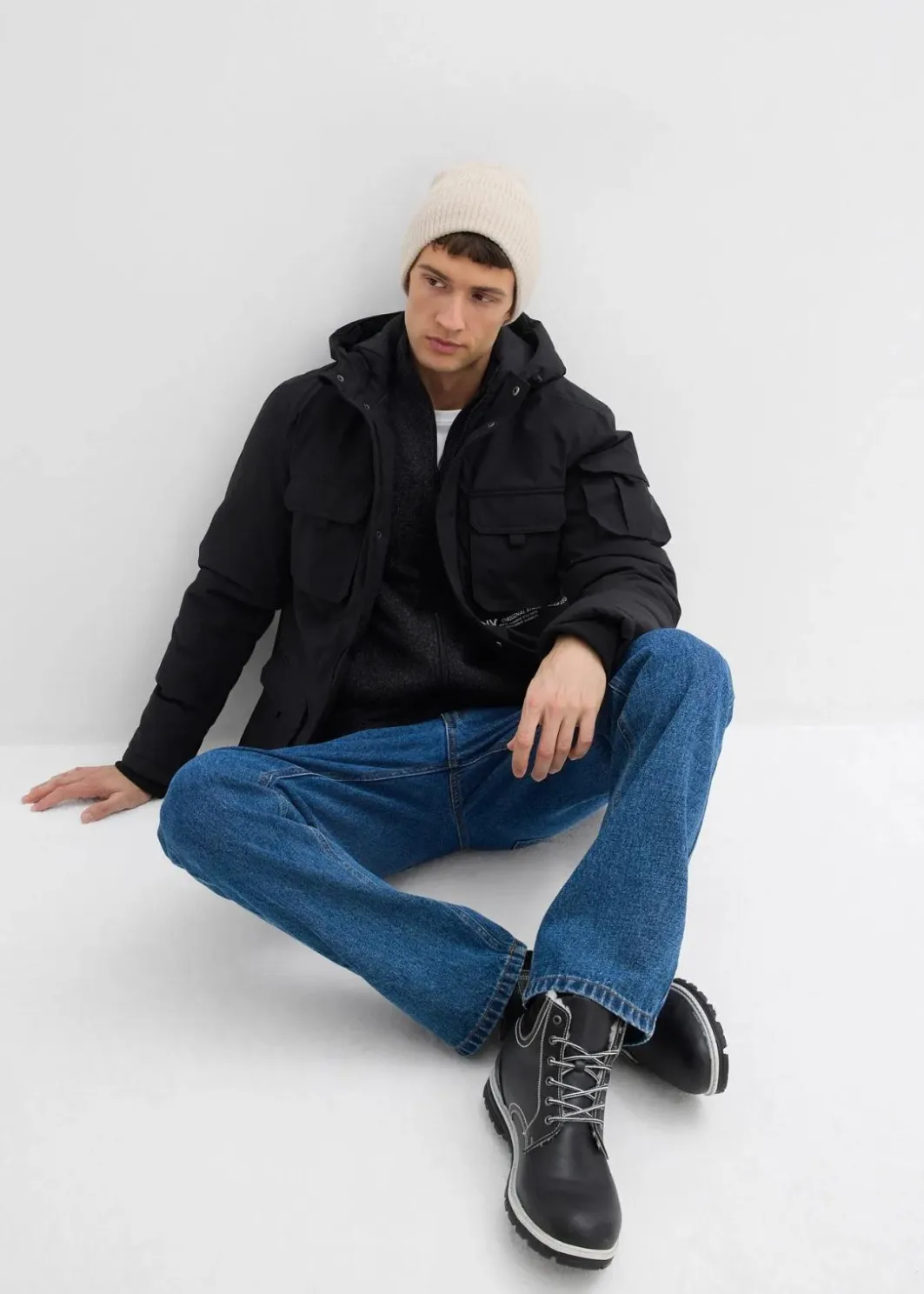 Herren bonprix Große Größen|Jacken & Mäntel|Winterjacke mit Kapuze und vielen praktischen Taschen