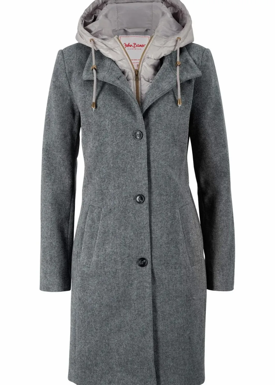 Clearance Winter-Kurzmantel in Wolloptik, 2in1 Optik Damen Bekleidung·Hosen|Jacken & Mäntel