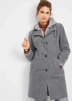 Clearance Winter-Kurzmantel in Wolloptik, 2in1 Optik Damen Bekleidung·Hosen|Jacken & Mäntel