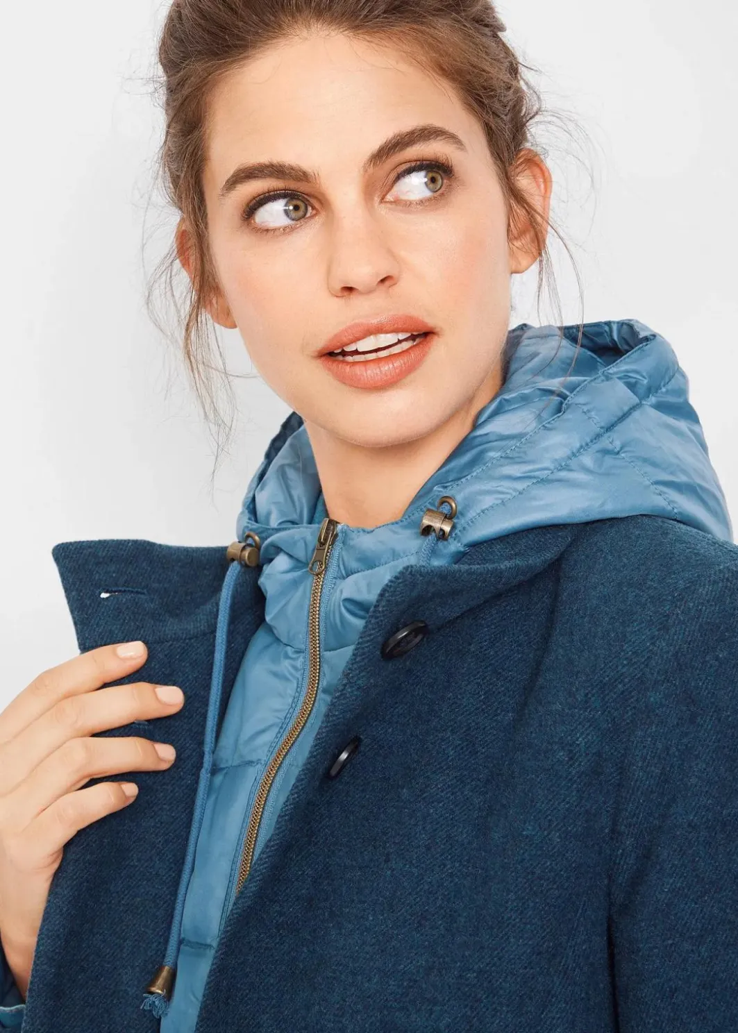 Damen bonprix Jacken & Mäntel|Bekleidung·Hosen|Winter-Kurzmantel in Wolloptik, 2in1 Optik