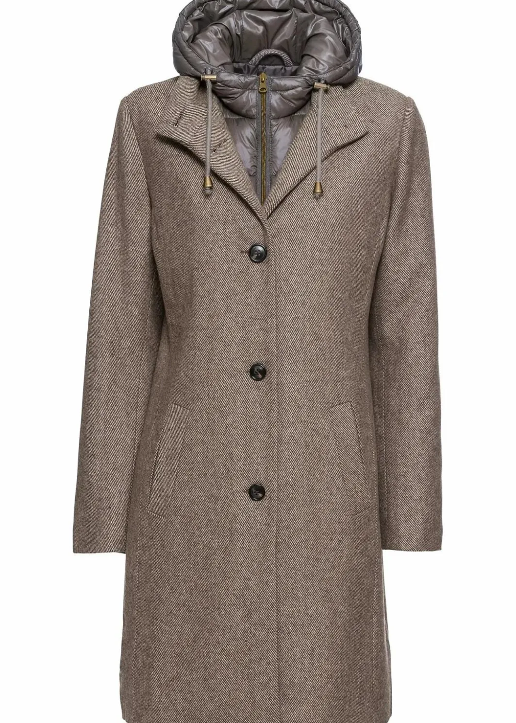 Discount Winter-Kurzmantel in Wolloptik, 2in1 Optik Damen Jacken & Mäntel|Bekleidung·Hosen