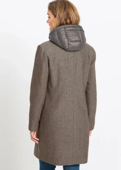 Discount Winter-Kurzmantel in Wolloptik, 2in1 Optik Damen Jacken & Mäntel|Bekleidung·Hosen
