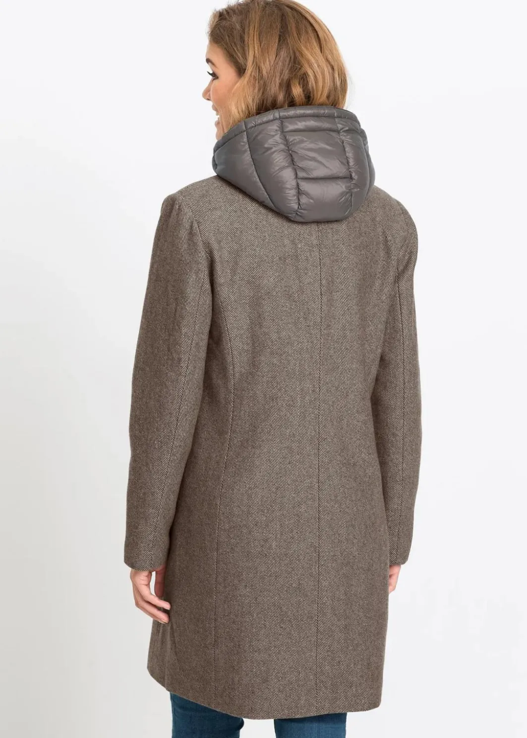 Discount Winter-Kurzmantel in Wolloptik, 2in1 Optik Damen Jacken & Mäntel|Bekleidung·Hosen