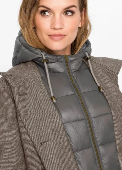 Discount Winter-Kurzmantel in Wolloptik, 2in1 Optik Damen Jacken & Mäntel|Bekleidung·Hosen