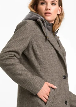 Discount Winter-Kurzmantel in Wolloptik, 2in1 Optik Damen Jacken & Mäntel|Bekleidung·Hosen