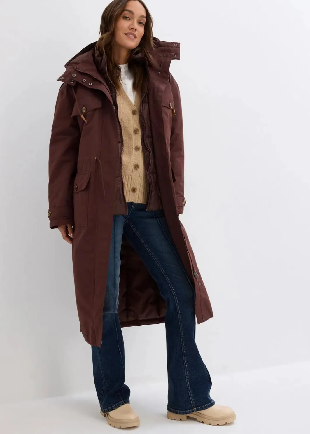 Damen bonprix Jacken & Mäntel|Bekleidung·Hosen|Wintermantel, 2in1 Optik