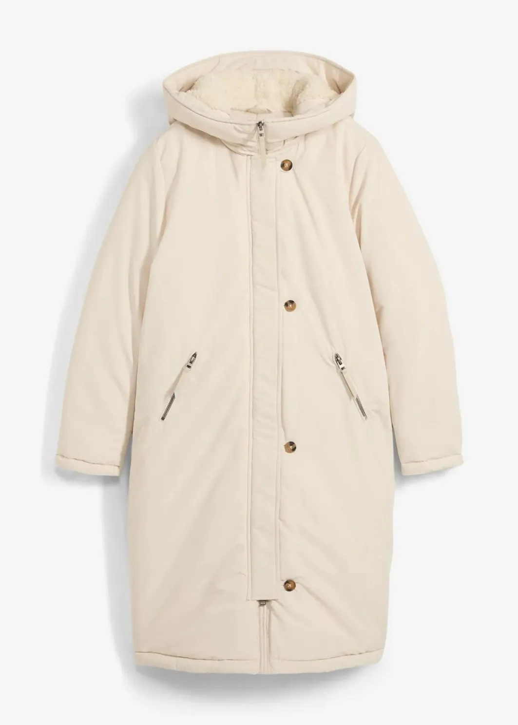 Sale Wintermantel mit Teddyfell in der Kapuze Damen Jacken & Mäntel|Bekleidung·Hosen