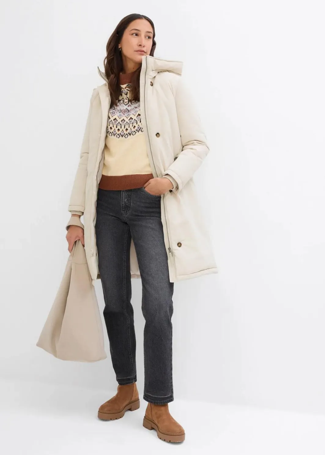 Sale Wintermantel mit Teddyfell in der Kapuze Damen Jacken & Mäntel|Bekleidung·Hosen