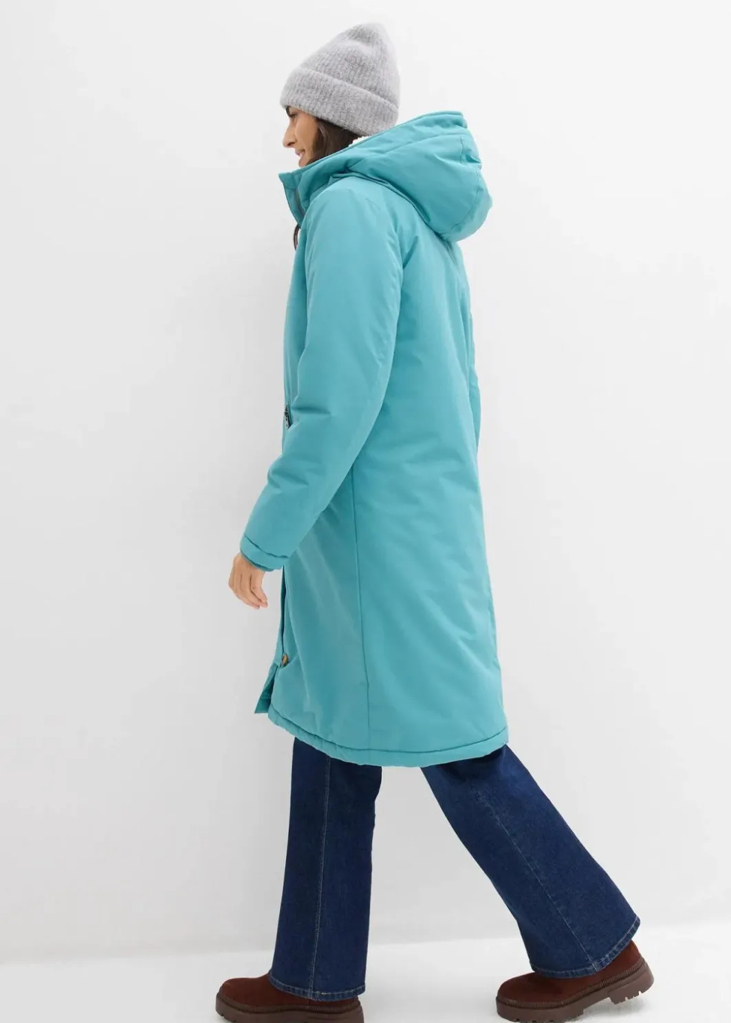 Damen bonprix Jacken & Mäntel|Bekleidung·Hosen|Wintermantel mit Teddyfell in der Kapuze