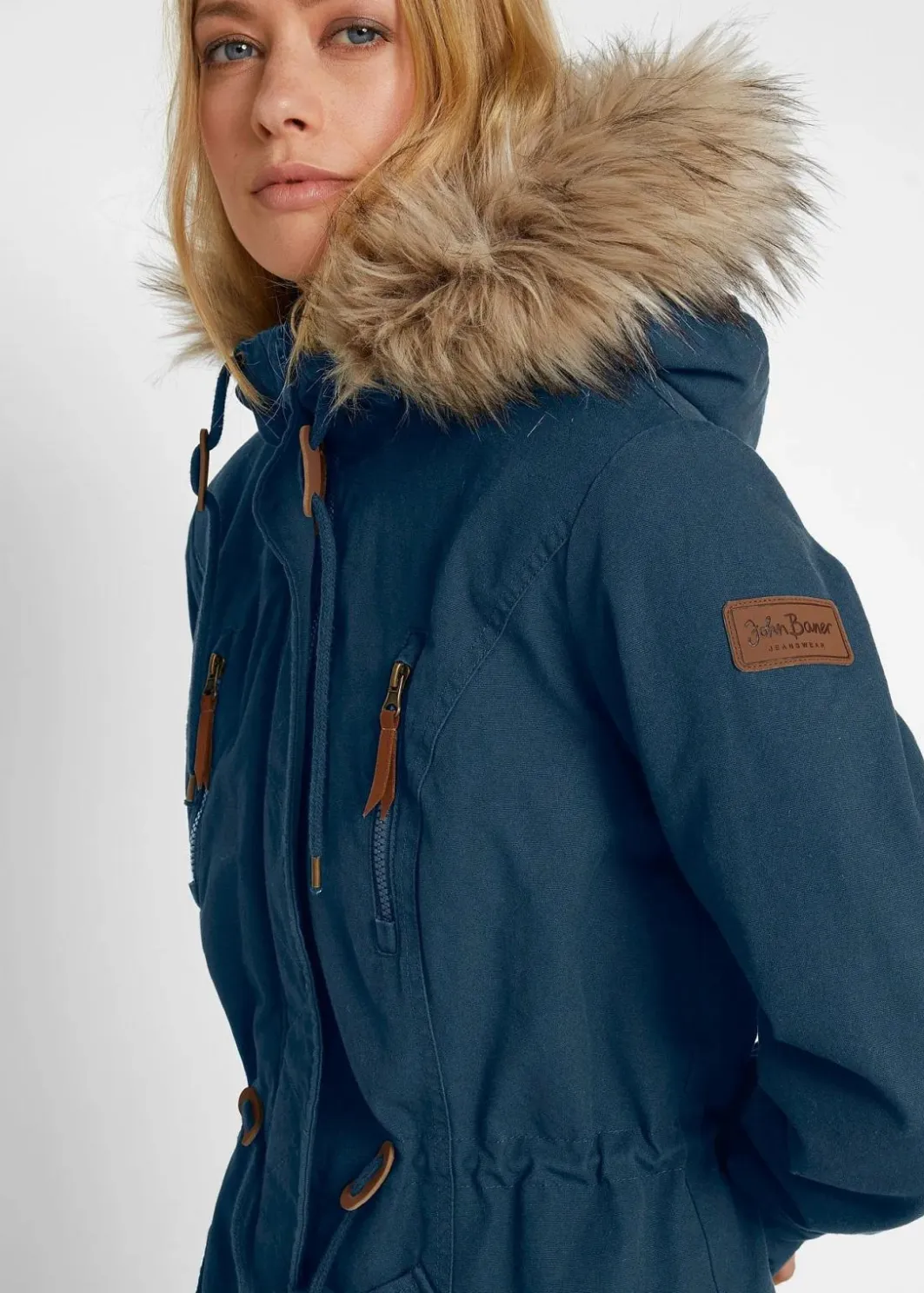 Damen bonprix Bekleidung·Hosen|Jacken & Mäntel|Winterparka mit Fellimitat-Kapuze