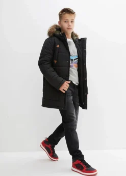 Kinder bonprix Jungen 9-16 Jahre·Bademode|Jungen 9-16 Jahre·Jacken & Outdoor|Winterparka mit Lederimitat-Details und Fellkapuze