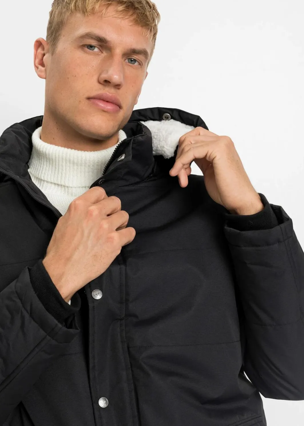 Herren bonprix Große Größen|Jacken & Mäntel|Winter-Parka mit Teddyfutter und abnehmbarer Kapuze