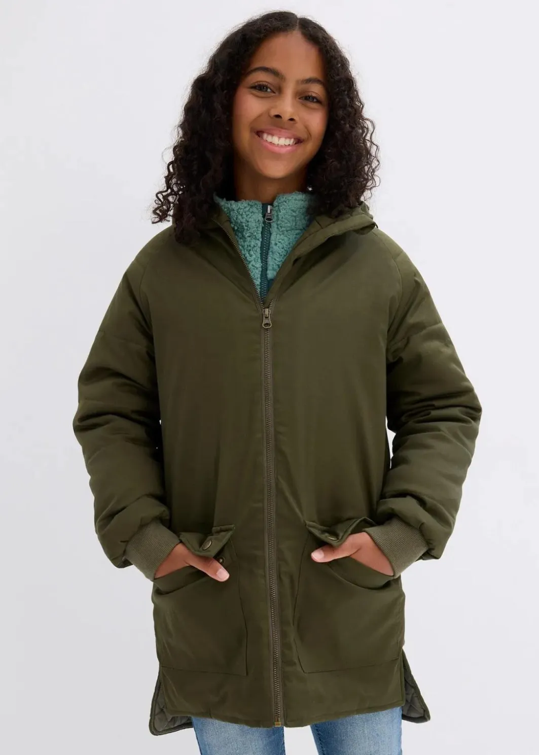 Winter-Parka mit Teddy-Kapuze, wasserabweisend Kinder Mädchen 9-16 Jahre·Jacken & Outdoor
