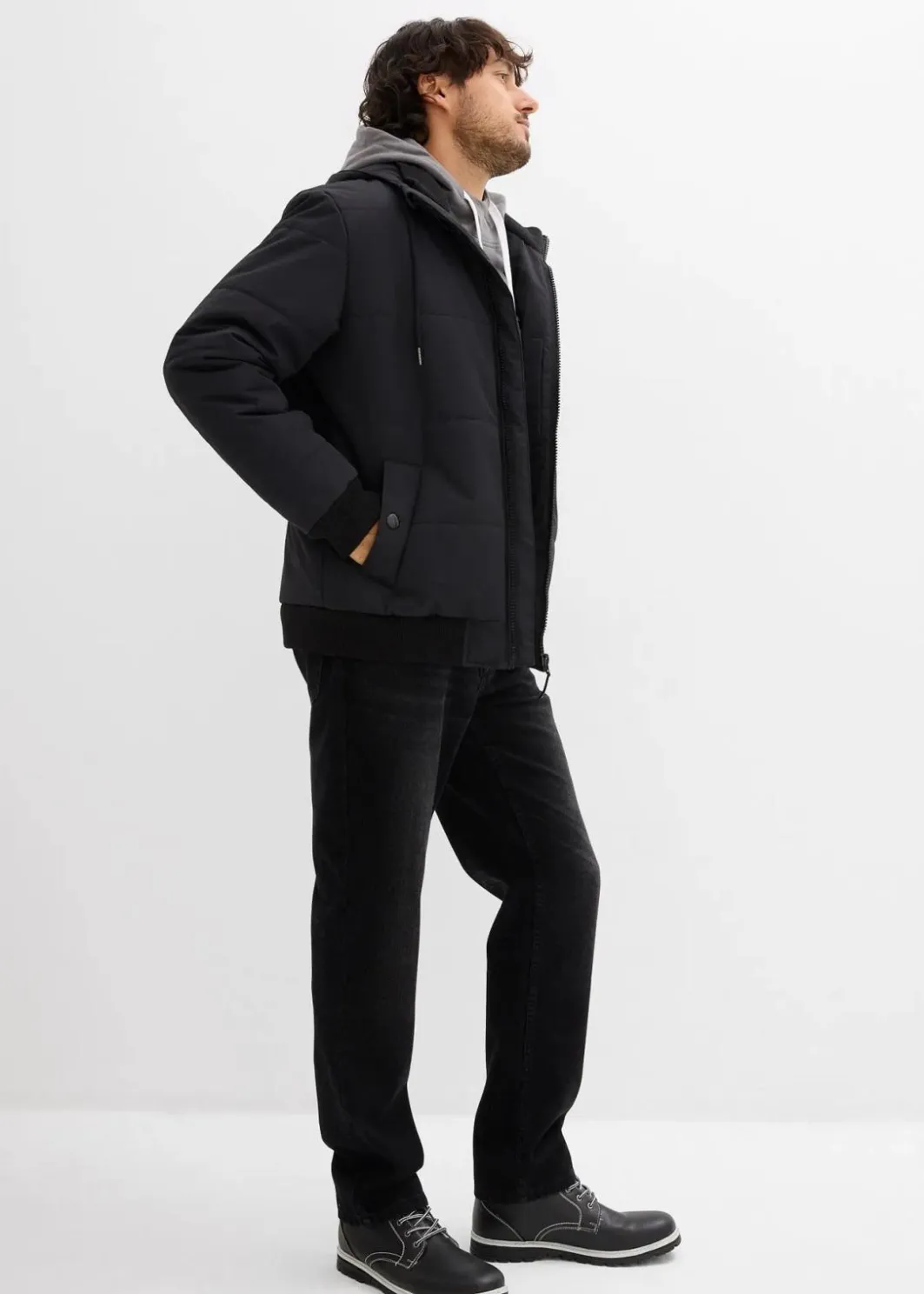 Herren bonprix Große Größen|Jacken & Mäntel|Winter-Steppjacke in Blousonform mit Kapuze