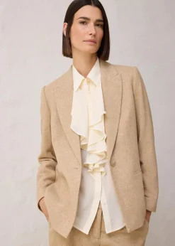 Damen bonprix Bekleidung·Basics|Nachhaltigere Materialien|Wollblazer mit Fischgratmuster