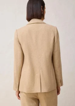 Damen bonprix Bekleidung·Basics|Nachhaltigere Materialien|Wollblazer mit Fischgratmuster