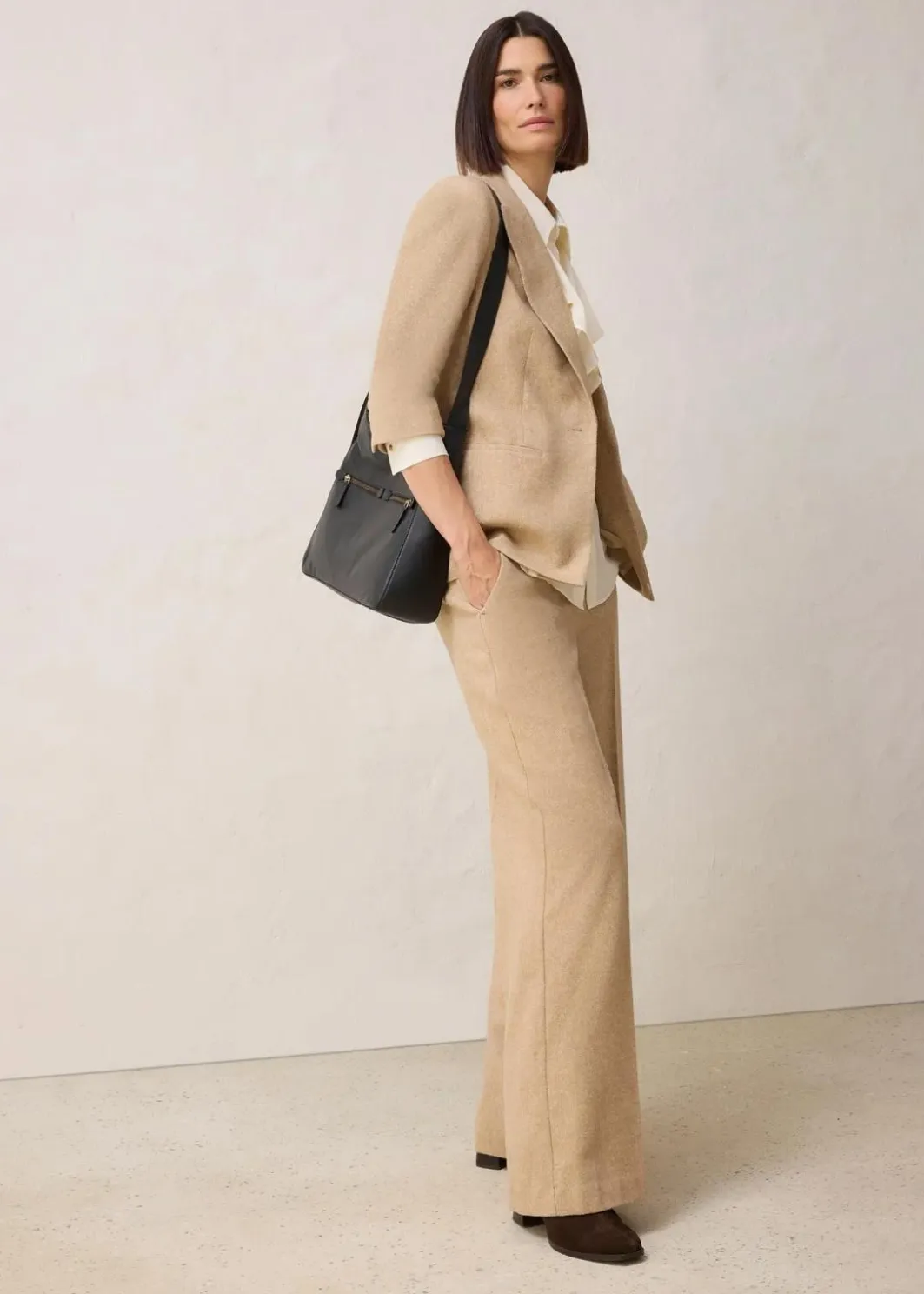 Damen bonprix Bekleidung·Basics|Nachhaltigere Materialien|Wollblazer mit Fischgratmuster