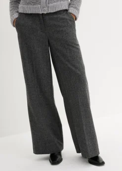Clearance Wollhose mit Fischgratmuster Damen Bekleidung·Kleider|Hosen