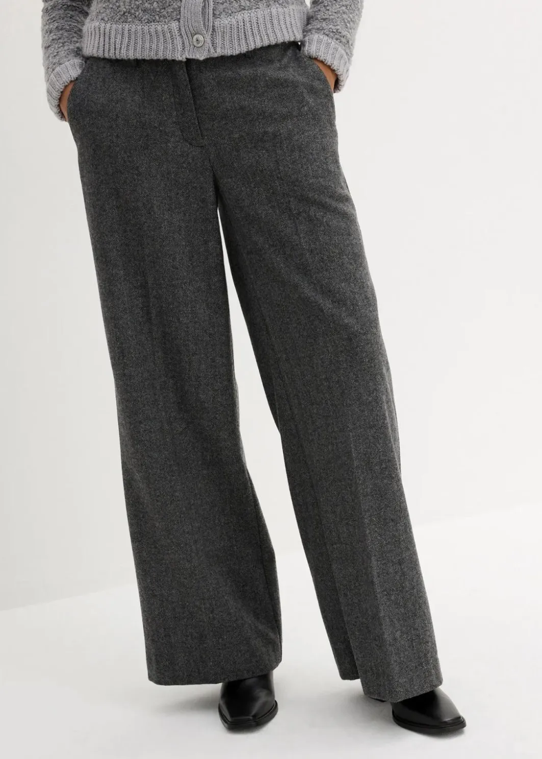 Clearance Wollhose mit Fischgratmuster Damen Bekleidung·Kleider|Hosen