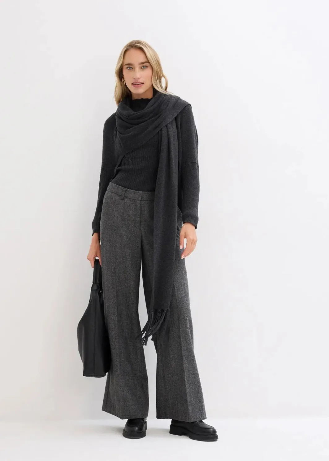 Clearance Wollhose mit Fischgratmuster Damen Bekleidung·Kleider|Hosen