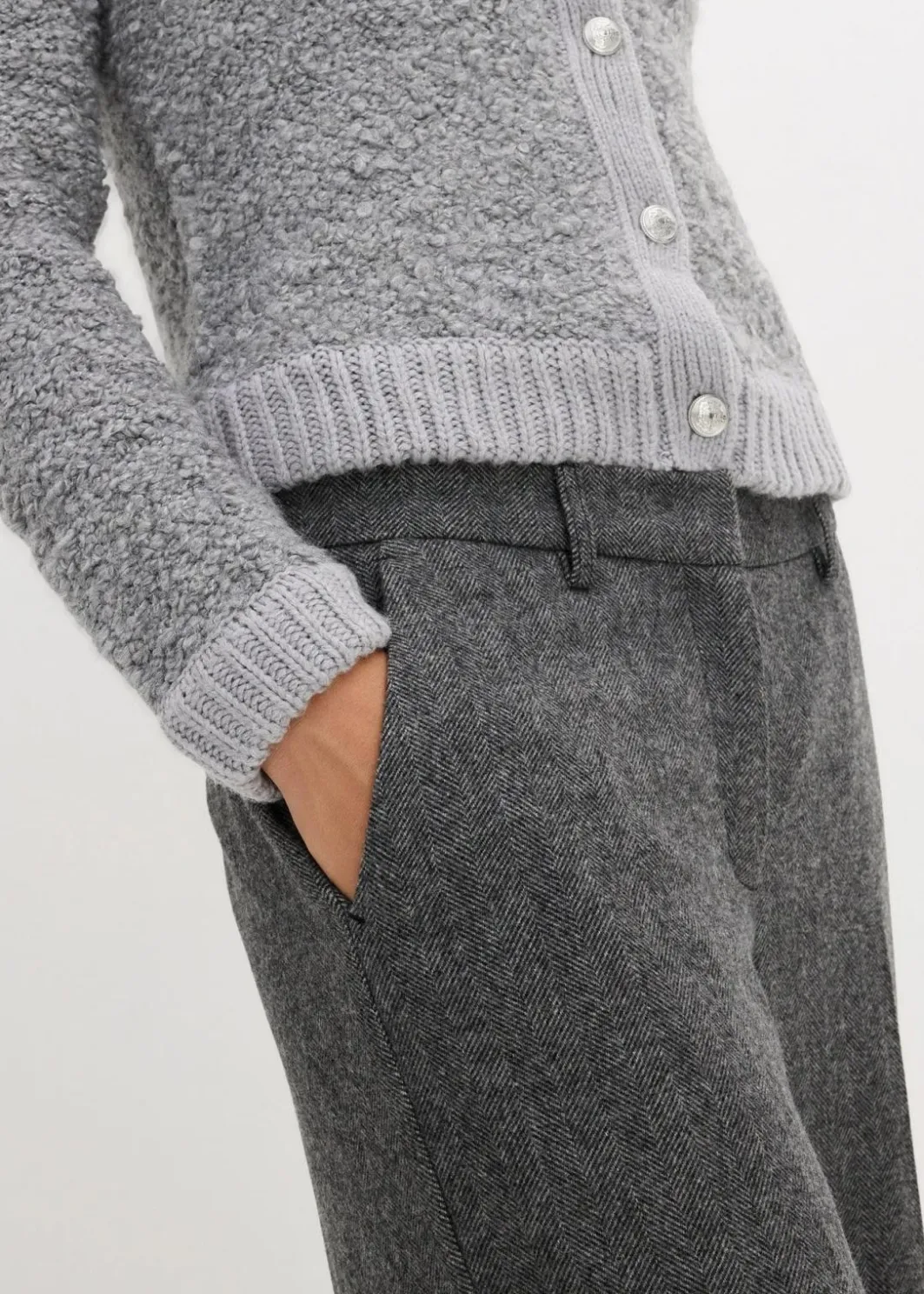 Clearance Wollhose mit Fischgratmuster Damen Bekleidung·Kleider|Hosen