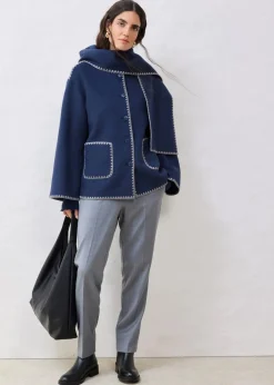 Damen bonprix Bekleidung·Hosen|Jacken & Mäntel|Wolljacke mit Zierstickerei (2tlg. Set mit Schal)
