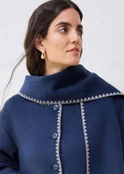 Damen bonprix Bekleidung·Hosen|Jacken & Mäntel|Wolljacke mit Zierstickerei (2tlg. Set mit Schal)