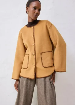 Damen bonprix Jacken & Mäntel|Bekleidung·Hosen|Wolljacke mit Zierstickerei (2tlg. Set mit Schal)