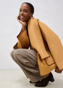 Damen bonprix Jacken & Mäntel|Bekleidung·Hosen|Wolljacke mit Zierstickerei (2tlg. Set mit Schal)