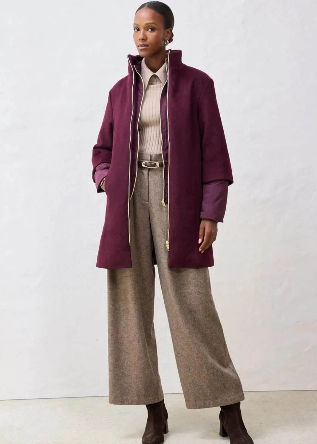 Damen bonprix Bekleidung·Hosen|Jacken & Mäntel|Wollmantel mit Daunen-Innenjacke (2tlg. Set)