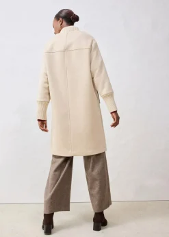 Outlet Wollmantel mit Strickbesatz Damen Bekleidung·Hosen|Jacken & Mäntel