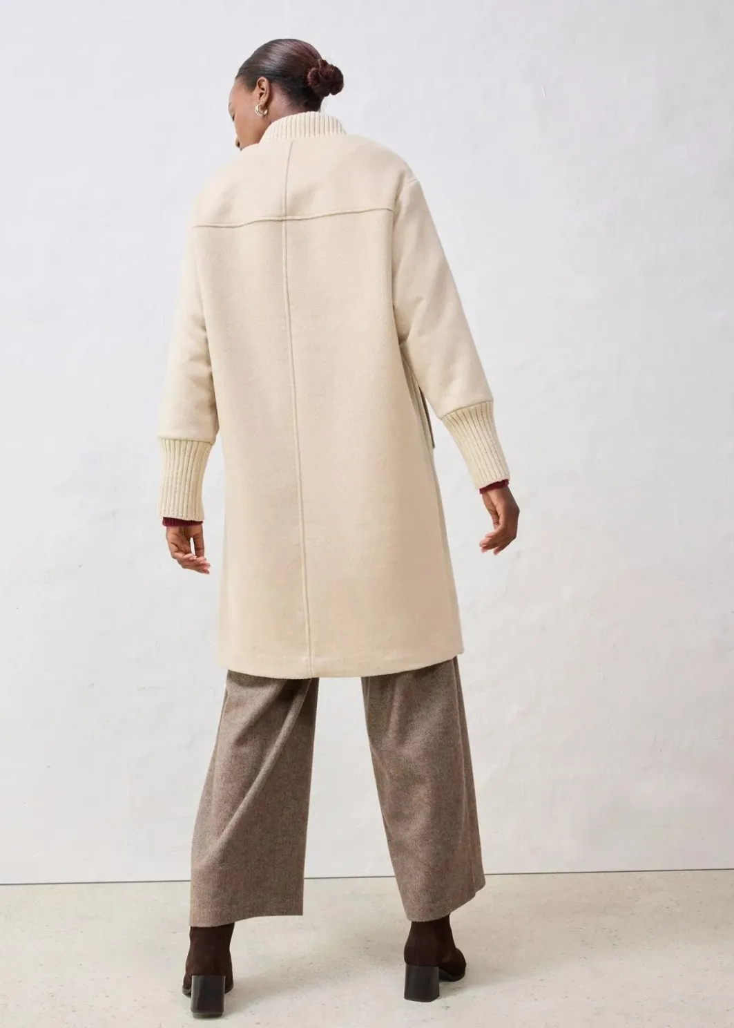Outlet Wollmantel mit Strickbesatz Damen Bekleidung·Hosen|Jacken & Mäntel