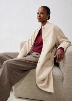 Outlet Wollmantel mit Strickbesatz Damen Bekleidung·Hosen|Jacken & Mäntel