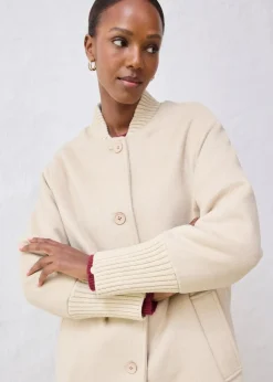 Outlet Wollmantel mit Strickbesatz Damen Bekleidung·Hosen|Jacken & Mäntel