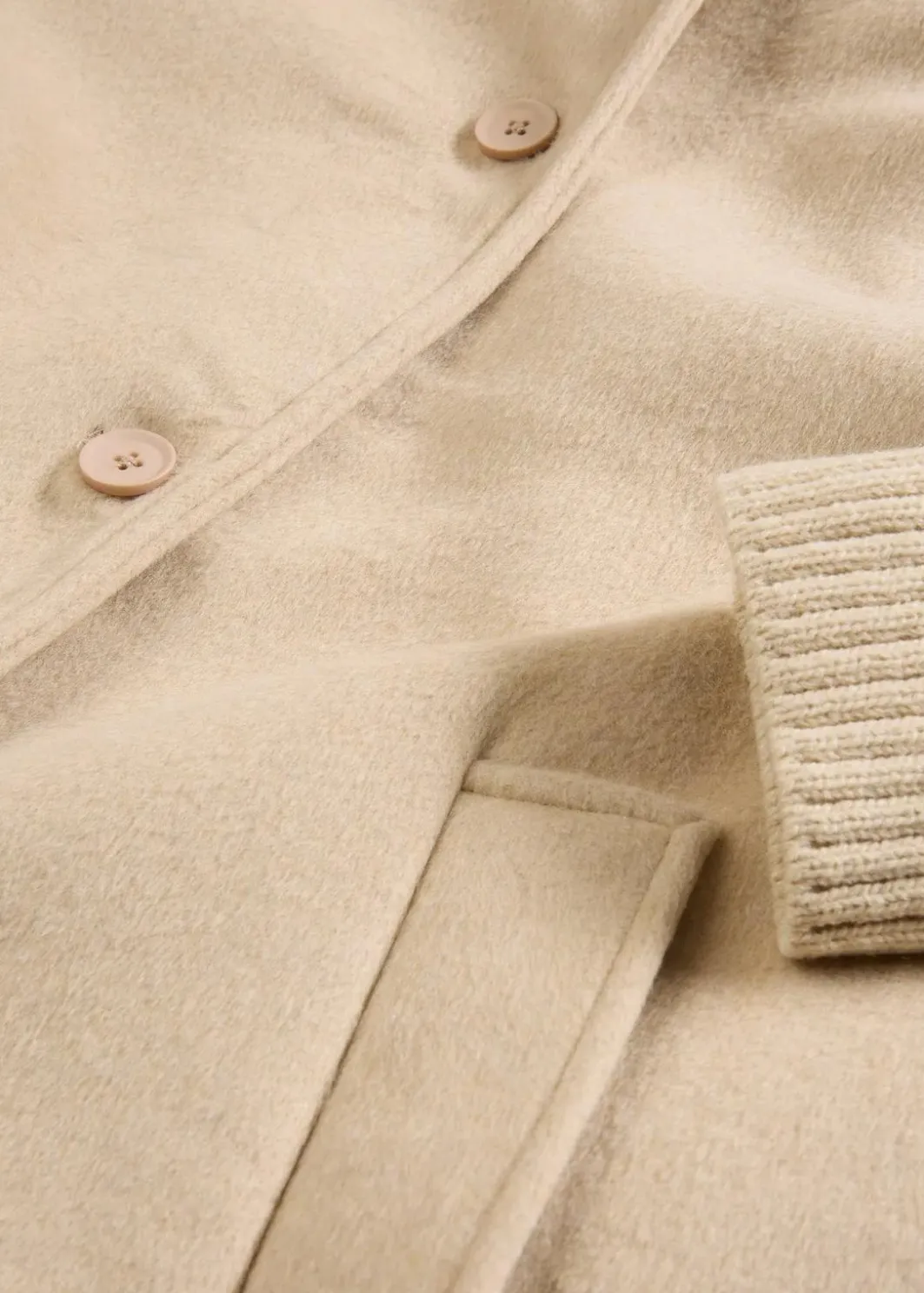 Outlet Wollmantel mit Strickbesatz Damen Bekleidung·Hosen|Jacken & Mäntel