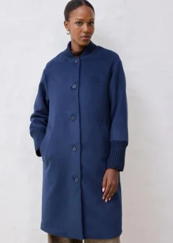 Damen bonprix Jacken & Mäntel|Bekleidung·Hosen|Wollmantel mit Strickbesatz
