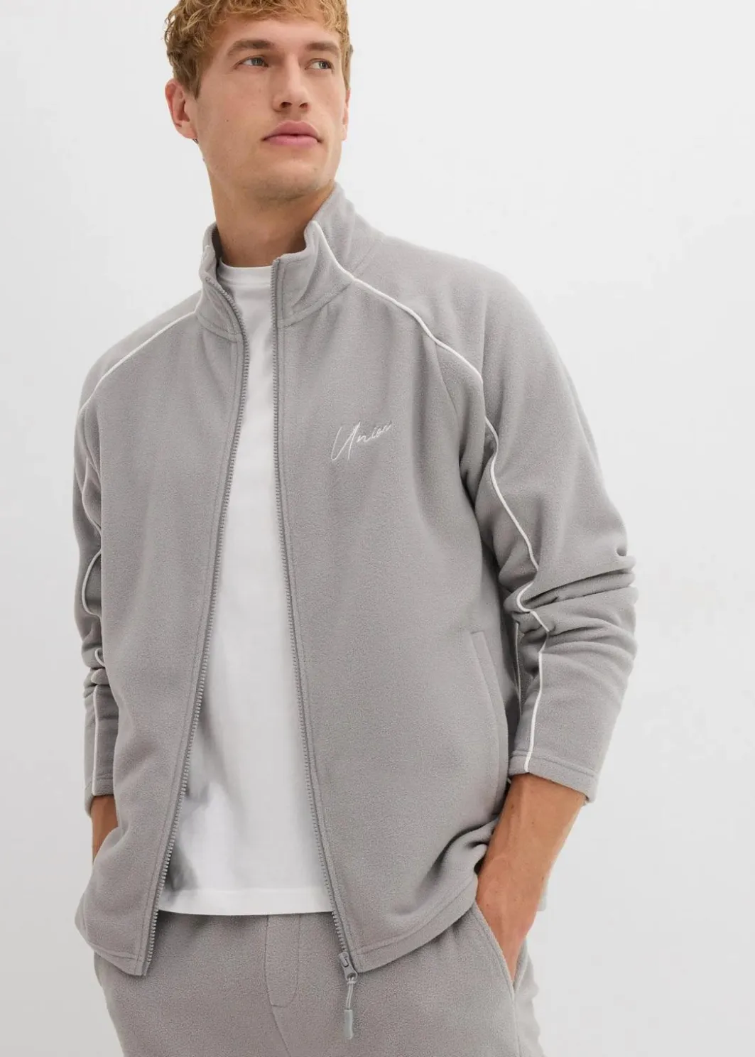 Outlet Wärmende Fleecejacke mit sportiven Details Herren Große Größen|Outdoorbekleidung