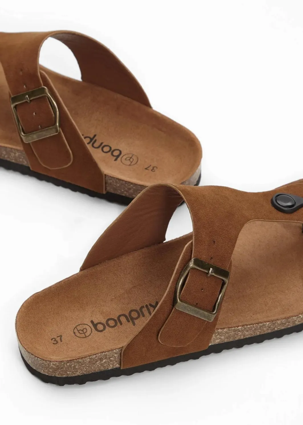 Damen bonprix Sommerschuhe|Zehenstegpantoletten mit dekorativer Schnalle