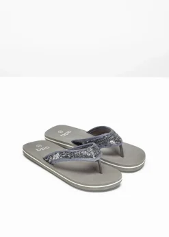 Damen bonprix Schuhe & Accessoires In Spezialgrößen·Schuhe In Übergröße|Sommerschuhe|Zehenstegpantoletten mit Pailletten