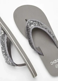 Damen bonprix Schuhe & Accessoires In Spezialgrößen·Schuhe In Übergröße|Sommerschuhe|Zehenstegpantoletten mit Pailletten